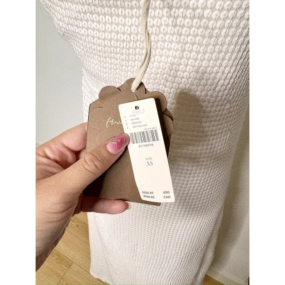 NWT Anthro Forever That Girl Strapless Slim Cream White Midi Dress Sequin Column - Picture 9 of 15